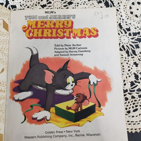 Vintage 1954 LGB Little Golden Book Tom and Jerry Christmas Book Childrens - Picture 5 of 8